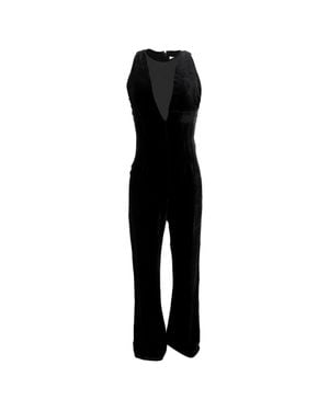 Sandro Sandro V-Neck Velvet Jumpsuit - Black