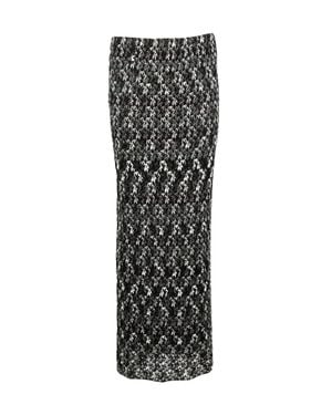 Missoni Long Knit Skirt With Textured Luminous Effect - Black