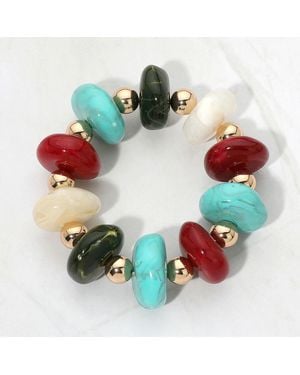Fashnzfab Chunky Rondelle Beaded Stretch Bracelet - Red