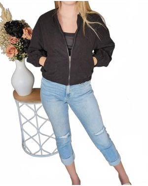 Umgee Waist Length Zip Up Jacket - Black