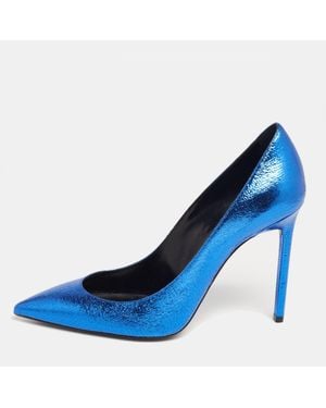 Saint Laurent Saint Laurent Leather Pointed Toe Pumps Size 39 - Blue
