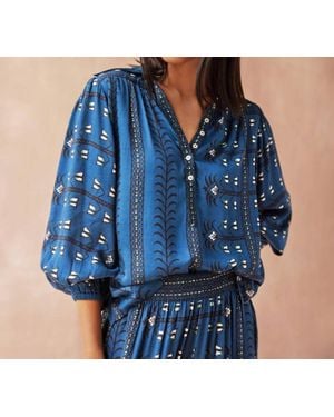 Omika Sierra Long Sleeve Blouse - Blue
