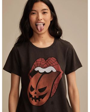 Lucky Brand Rolling Stones Pumpkin Tongue Classic Crew - Brown