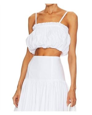 Cinq À Sept Ivee Crop Puffball Sleeveless Top - White