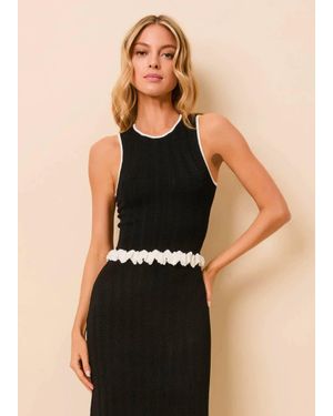 Solid & Striped Diana Wavy Rib Sleeveless Top - Black