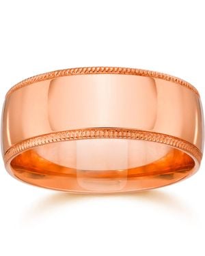 Pompeii3 9Mm Milgrain 14K Rose Polished Wedding Band Size Selectable - Orange