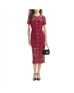 knee length dresses for ladies Blue Flower Lace Midi Dress – self-portrait-US main image 0