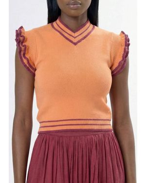 AREA STARS Trim Knit Top - Red
