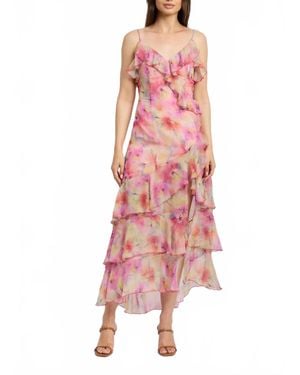 En Saison Amari Ruffle Chiffon Maxi Dress - Pink