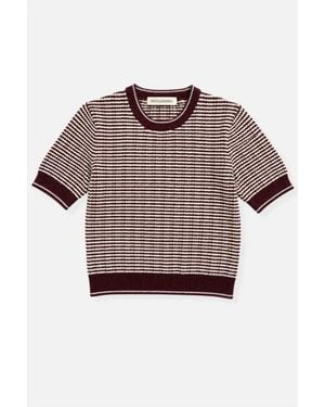 White + Warren Cotton Boucle Tee - Red