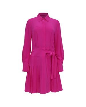 Jason Wu Pleated Long Sleeve Shirt Dress - Pink
