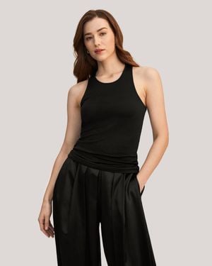 LILYSILK Spartium Racer-Back Silk Jersey Tank For - Black