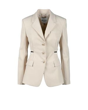 Krizia Tailored Jacket With Structured Shoulders - Natural