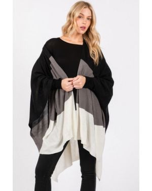 TRUEDAMES Three Tones Ruana - Black