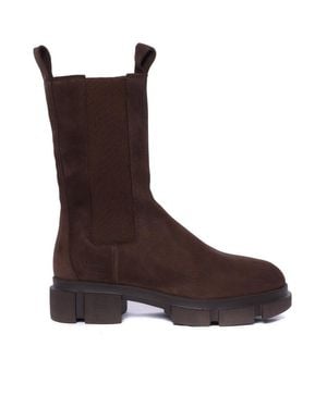 COPENHAGEN Chunky Sole Ankle Boots - Brown