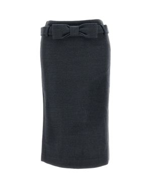 ShuShu/Tong Bow Trimmed High-Rise Wool Pencil Skirt - Black