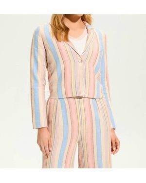Fdj Yarn Dye Striped Crop Blazer - Multicolor