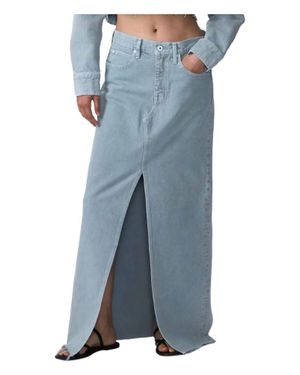 SLVRLAKE Denim Low Rise Maxi Skirt - Blue