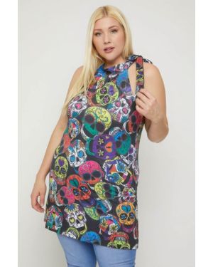 TRUEDAMES Sugar Skull Sublimation Print - White
