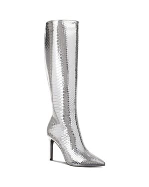 INC Extra Wide Calf Faux Leather Knee-High Boots - Gray
