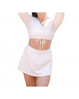Lovyt Krina Winterly Crop Top - White