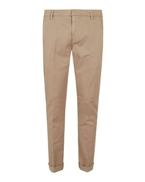 Dondup Tailored Stretch Cotton Pants With Cuffed Hems - Natural
