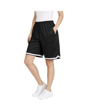 Jump Start Loose Fit Premium Active Moisture Wicking Workout Mesh Shorts With Trim - Black