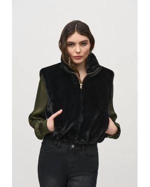 Joseph Ribkoff Faux Fur Crop Vest - Black