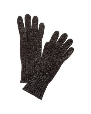 Hannah Rose Lurex Cashmere Gloves - Black