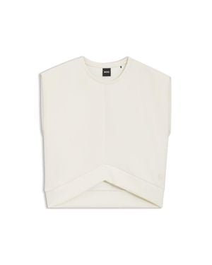 BOSS Loose-Fit Sweatshirt With V-Cut Hemline - White