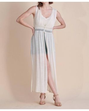 Allie Rose Textured Woven Sleeveless Duster - Natural