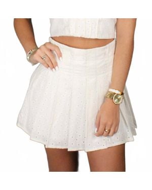 If So Eyelet Pleated Mini Skirt - White
