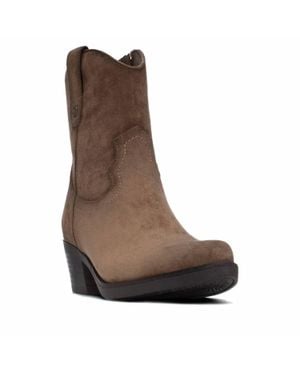 Refresh Italian Western Suede Ankle Booties - Brown