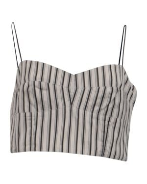 Theory Striped Cropped Bustier Top - Gray