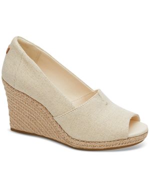 TOMS Michelle Sandal Dark Natural Espadrille Wedge Heel Jobb083 - White