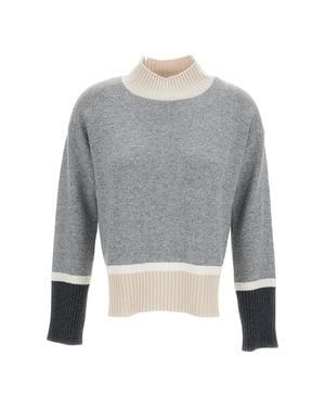 Lorena Antoniazzi Cropped Sweater With Ribbed Trims - Gray
