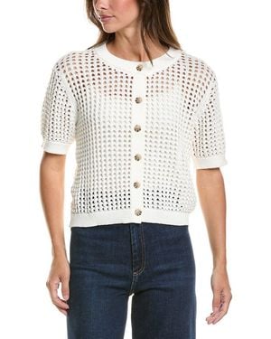 Cece Texture Mesh Cardigan - White