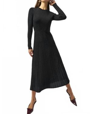 Joseph Ribkoff Knit Fit And Flare Crew Neck Dress - Black