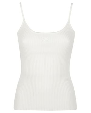 Courreges Reedition Ribbed Viscose Blend Tank Top - White