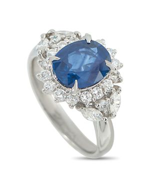 LB Exclusive Platinum 0.70Ct Diamond And Sapphire Ring Mf23-110525 - Blue
