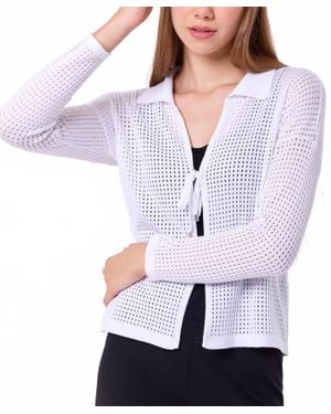 French Kyss Crochet Tie Cardigan - White