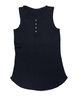Crown Jewel Thermal Crew Henley Tank - Blue