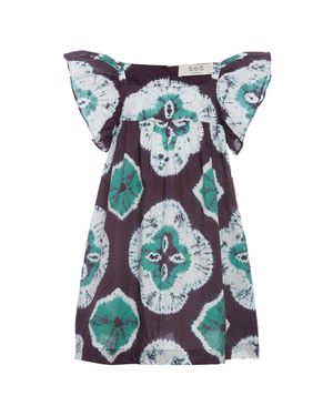 Sea Aveline Tie Dye Print Flutter Sleeve Dress - Blue
