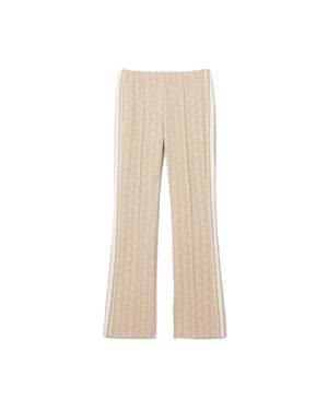 Lacoste Knit Wide-Leg Pants With Geometric Pattern - Natural