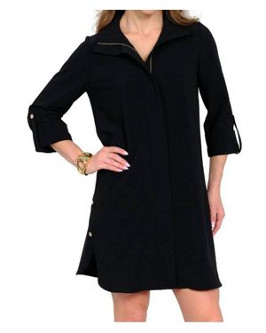 Elior Milo Hidden Placket Dress - Black