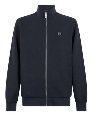 Philipp Plein Tracksuit Jacket Jacquard Monogram - Blue