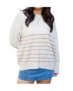 Blu Pepper Front Of The Line Striped Sweater - White