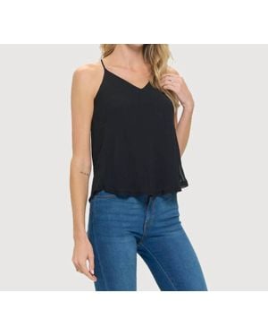 Last Tango Strap Racerback Chiffon Tank - Black