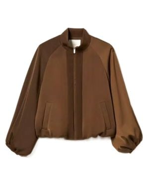 Twinset Cropped Balloon Sleeve Jacket - Brown