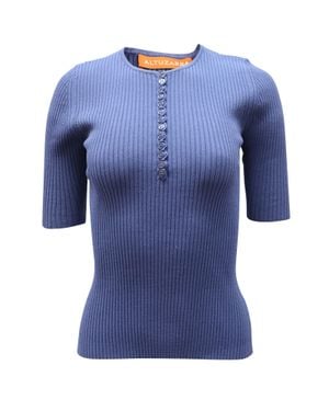 Altuzarra Dory Ribbed-Knit Top - Blue